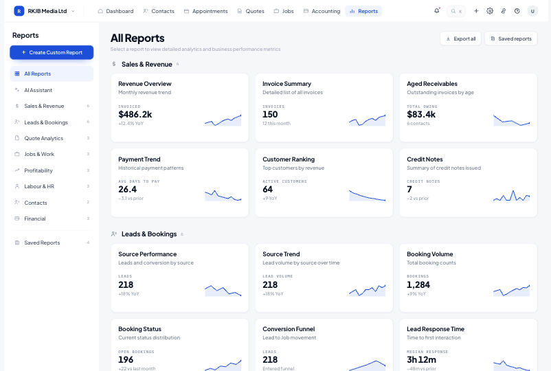 Reports & AI assistant in the Systemise product interface